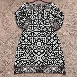 WHBM Square Neck Geo Abstract Shift Dress Kentucky Derby Women's Size S